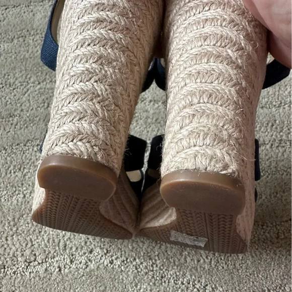 Michael Michael Kors Berkeley Blue Canvas Front Zip Espadrille Wedge Sandals 8M - Picture 11 of 16